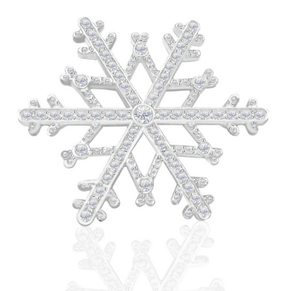 Swarovski Snowflake Brooch  in Silver overlay